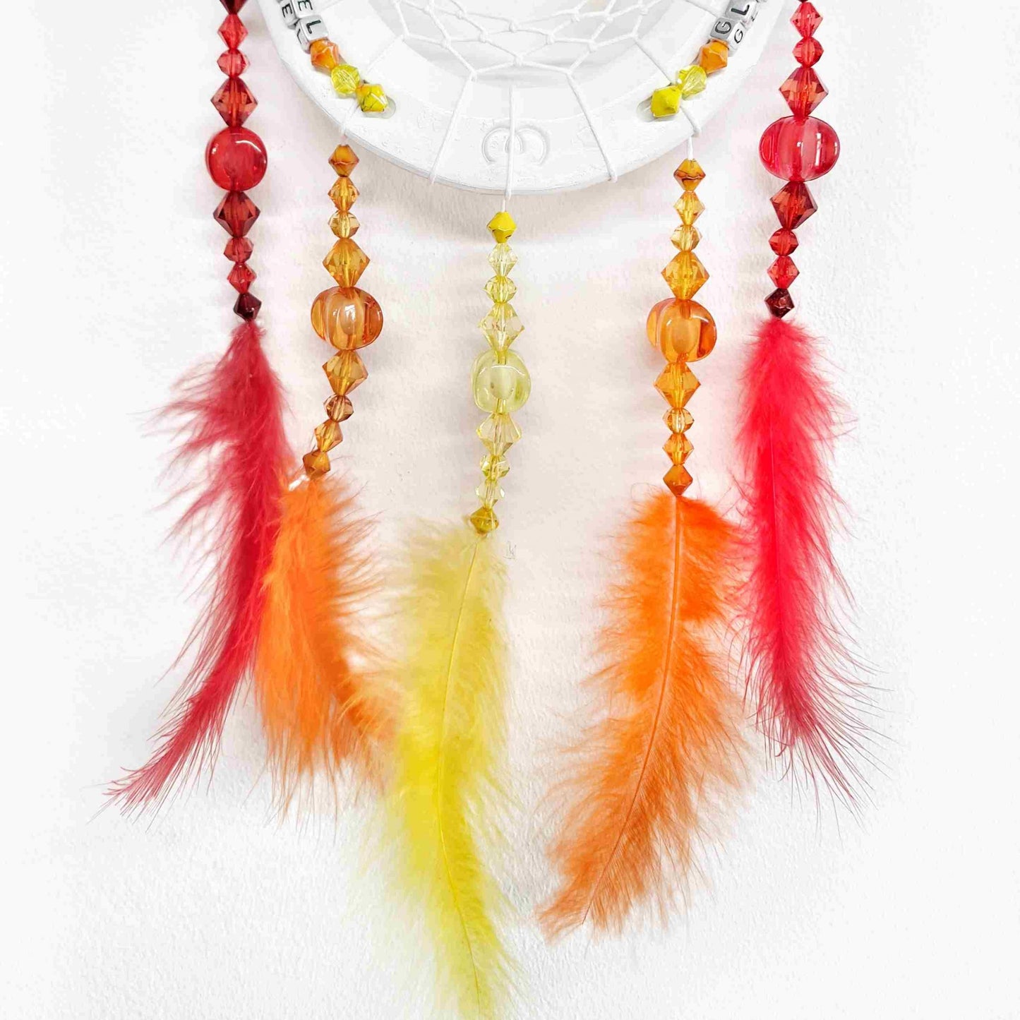 Dream Catcher with Names White-Red-Orange-Yellow